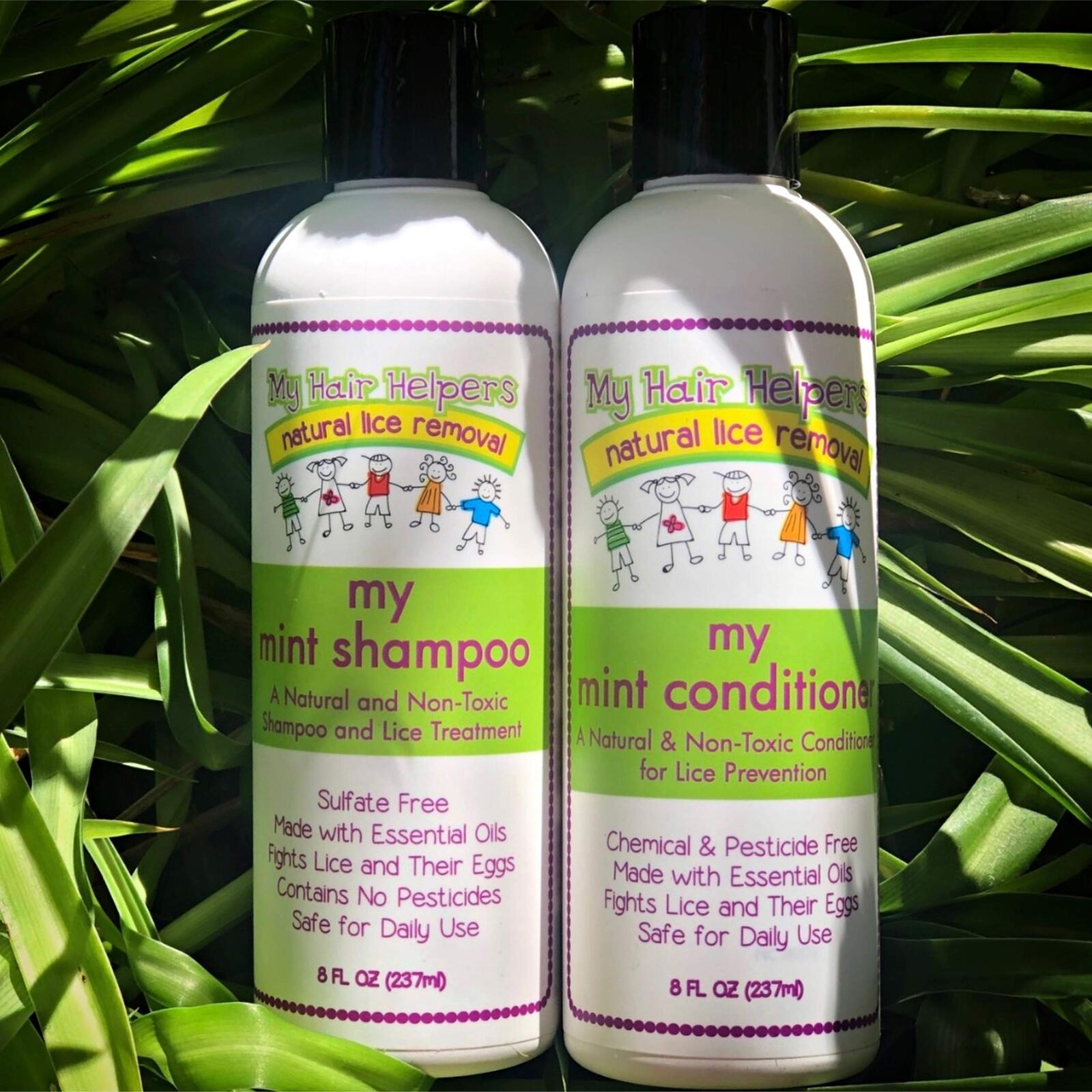 My Hair Helpers Anti Lice Shampoo and Conditioner Set for Kids, Mint, Neem,
