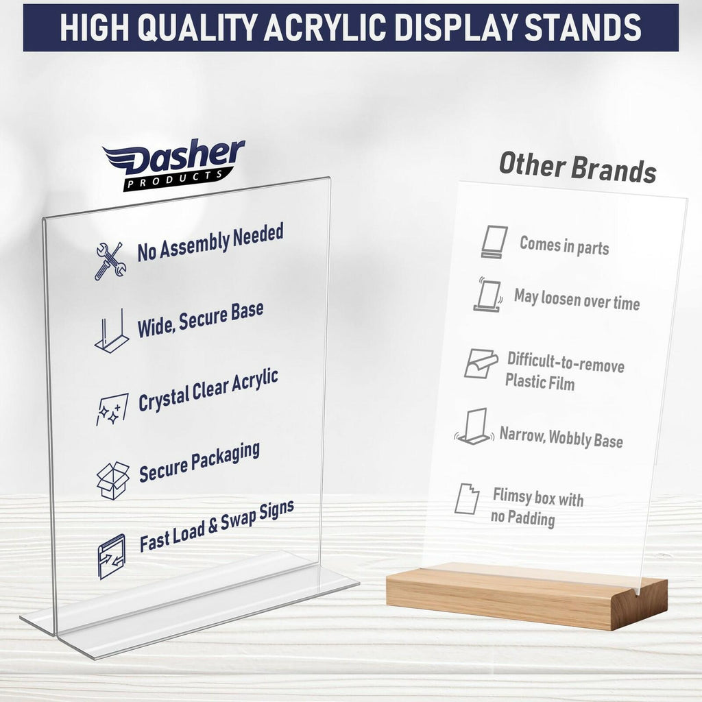 Acrylic Sign Holder 8.5 x 11, T-Shape Double-Sided Acrylic Table Stand with Wide