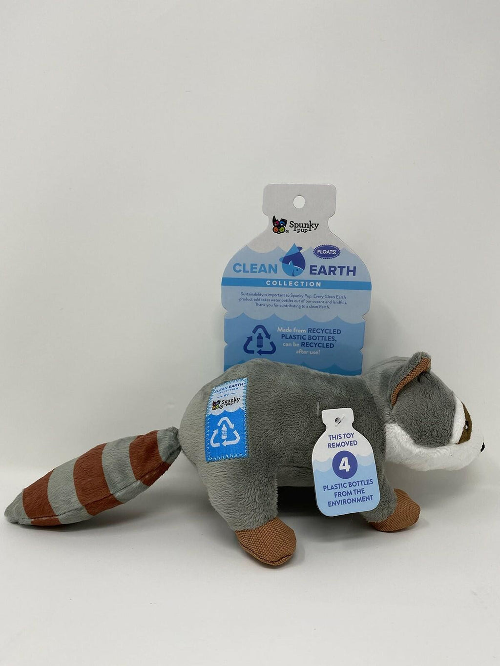 Spunky Pup Clean Earth Plush Raccoon | Made from 100% Recycled Water Bottles |