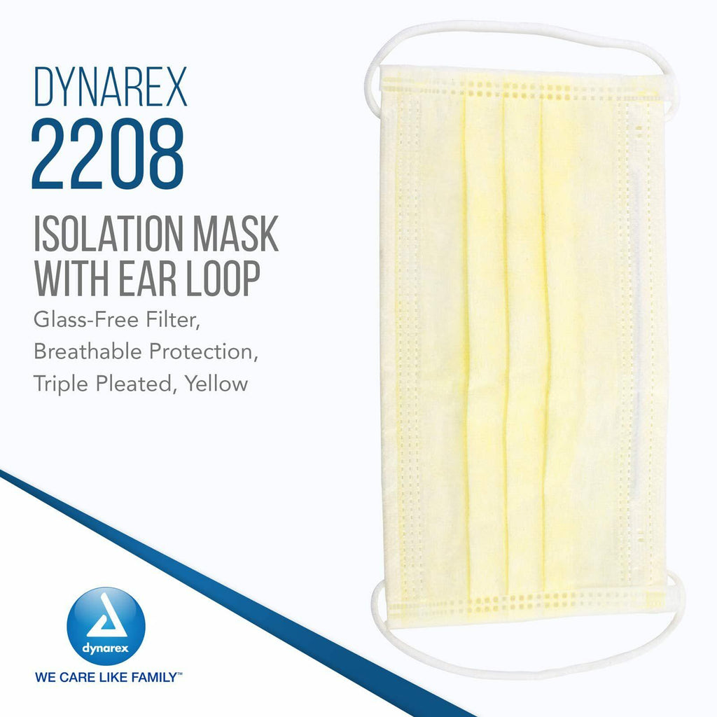 Dynarex Procedure Masks - Triple-Pleated Face Masks with Ear Loops & Nose Strip