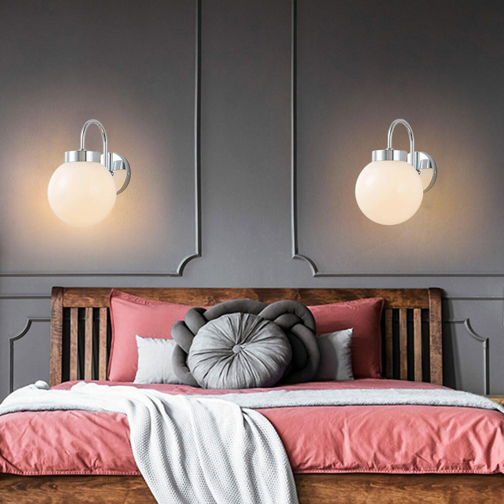 QANQIDENG Wall Sconces,Glass Globe Sconce,Plug in Wall Light,Modern Brushed