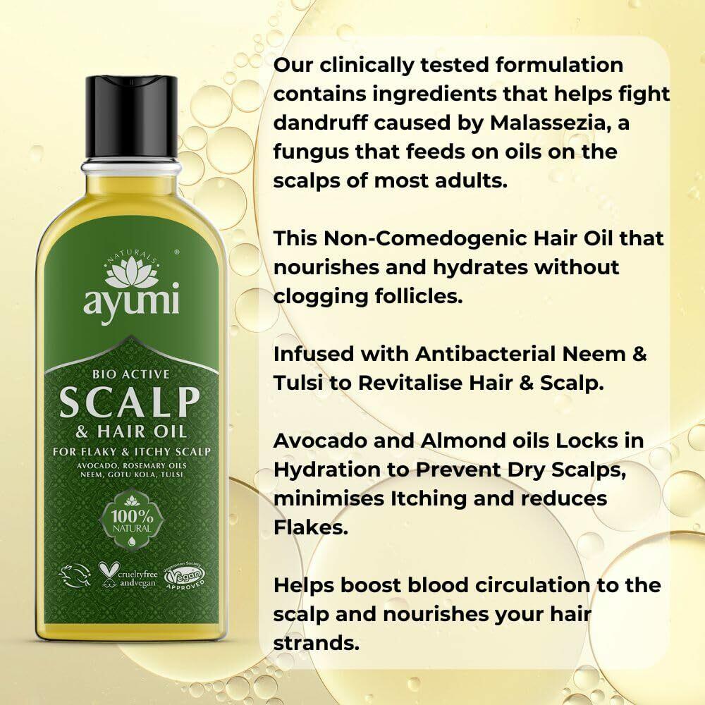 Ayumi Bio-Active Scalp & Hair Oil | Clinically Tested to Reduce Dandruff and ...