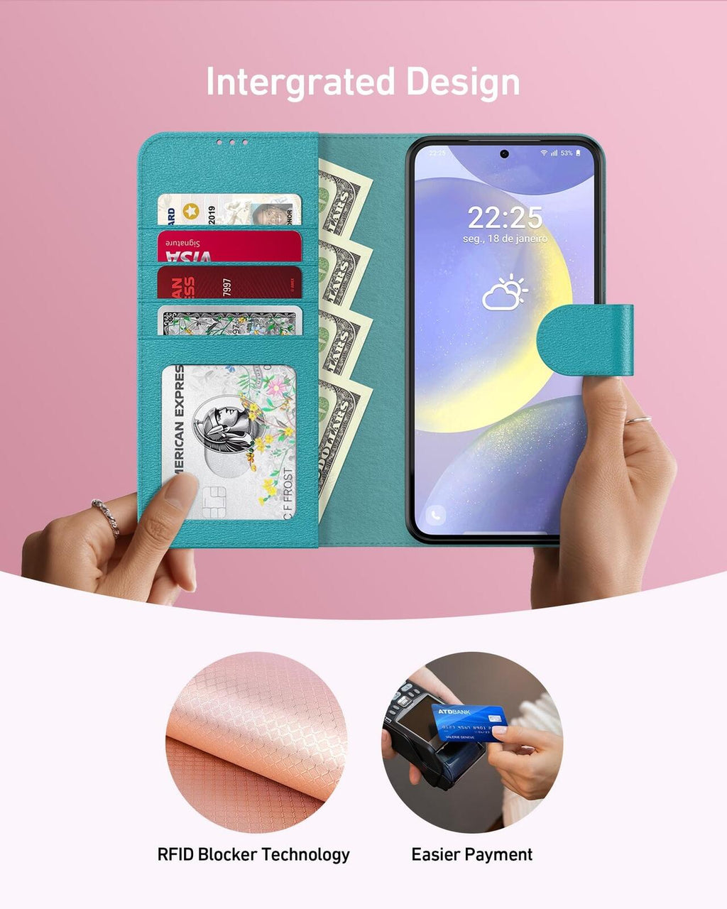 FUNMIKO for Samsung Galaxy S25 Plus Case Wallet,Detachable Flip Folio Leather