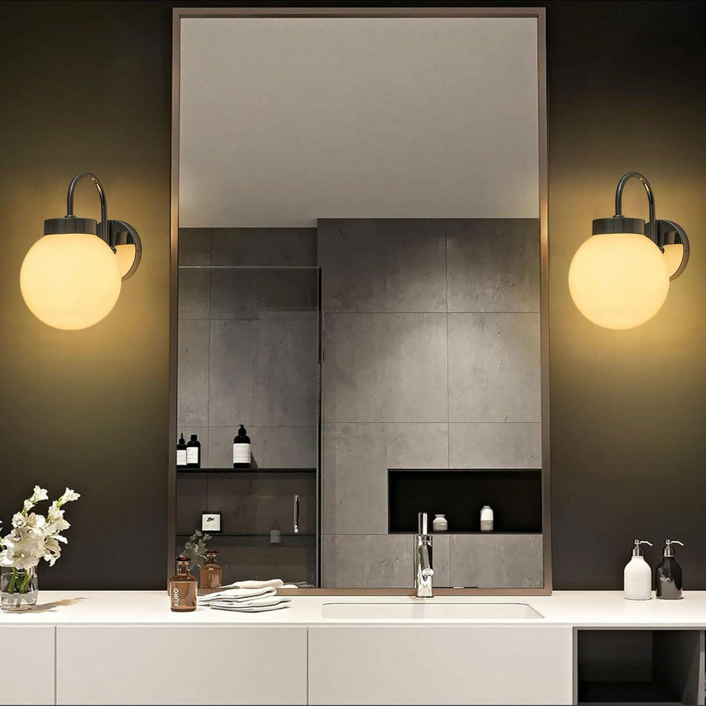 QANQIDENG Wall Sconces,Glass Globe Sconce,Plug in Wall Light,Modern Brushed