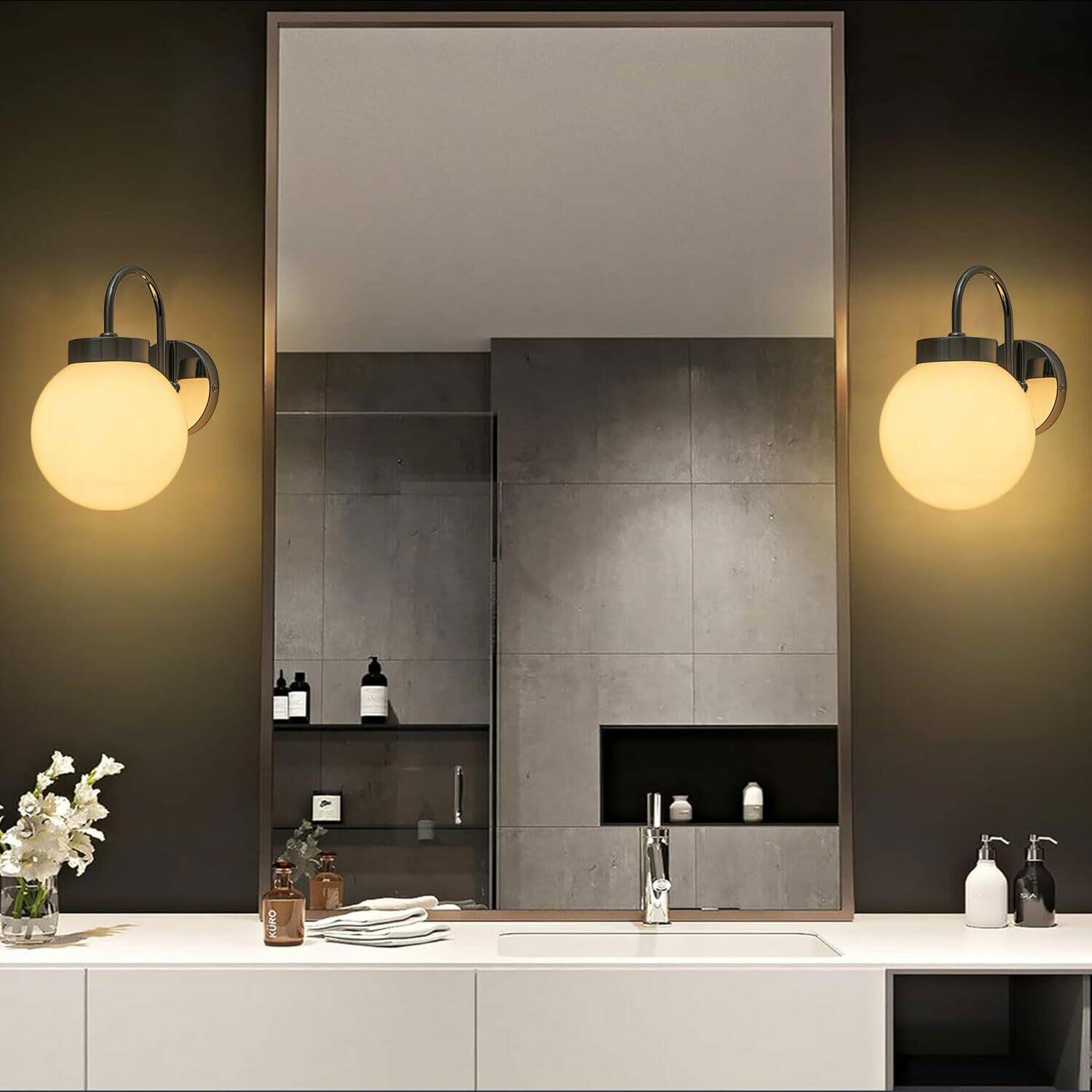 QANQIDENG Wall Sconces,Glass Globe Sconce,Plug in Wall Light,Modern Brushed
