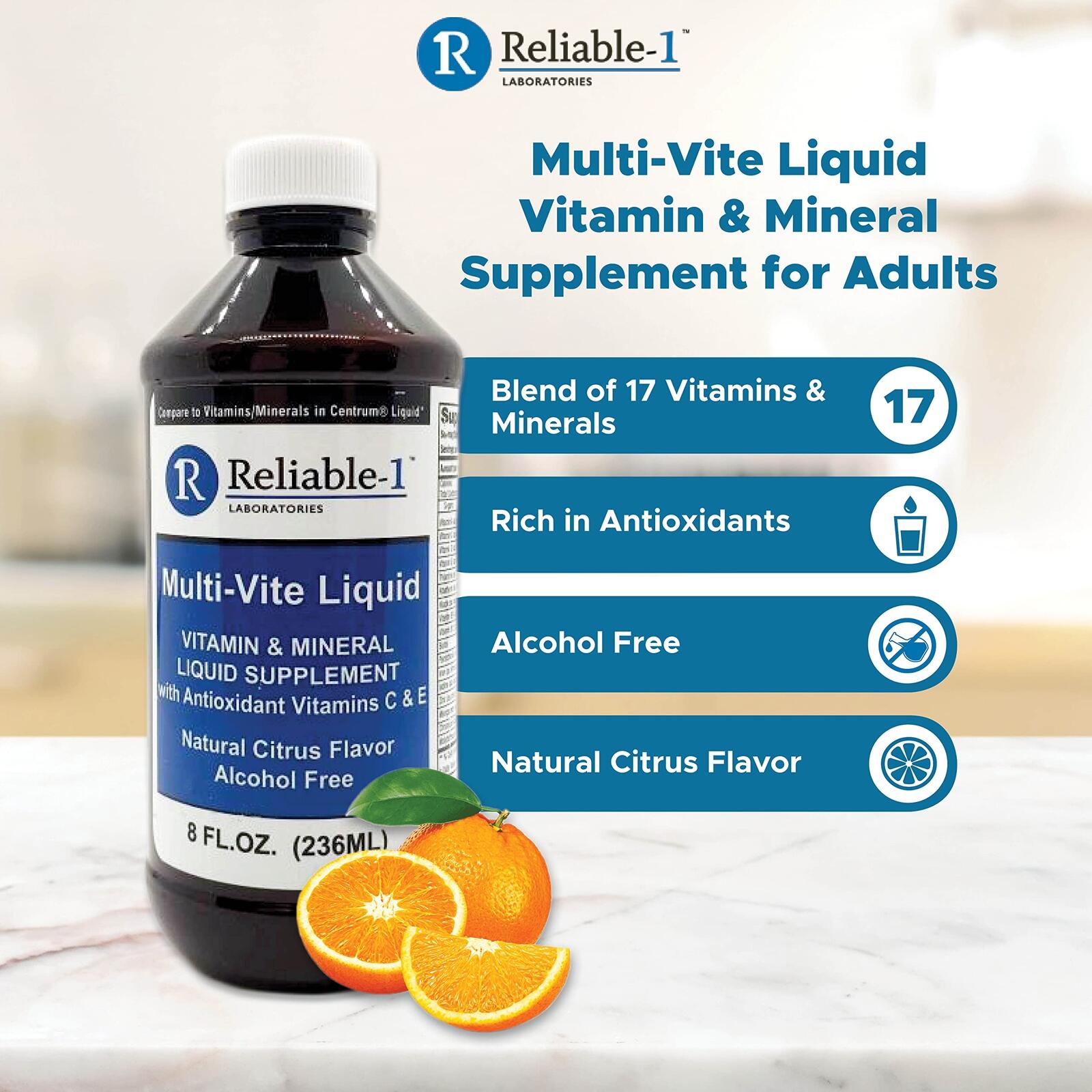 Reliable-1 Laboratories Multi-Vite Liquid Multivitamin for Adults Liquid
