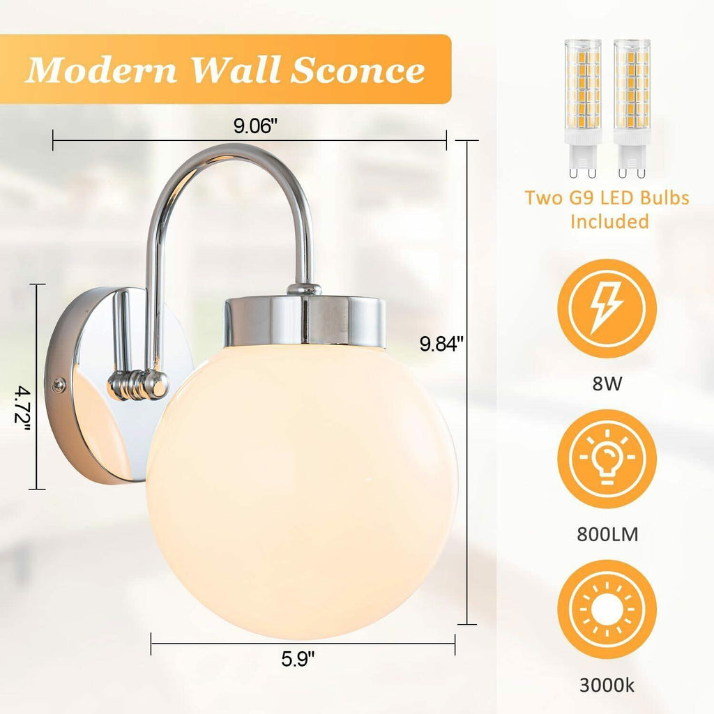 QANQIDENG Wall Sconces,Glass Globe Sconce,Plug in Wall Light,Modern Brushed