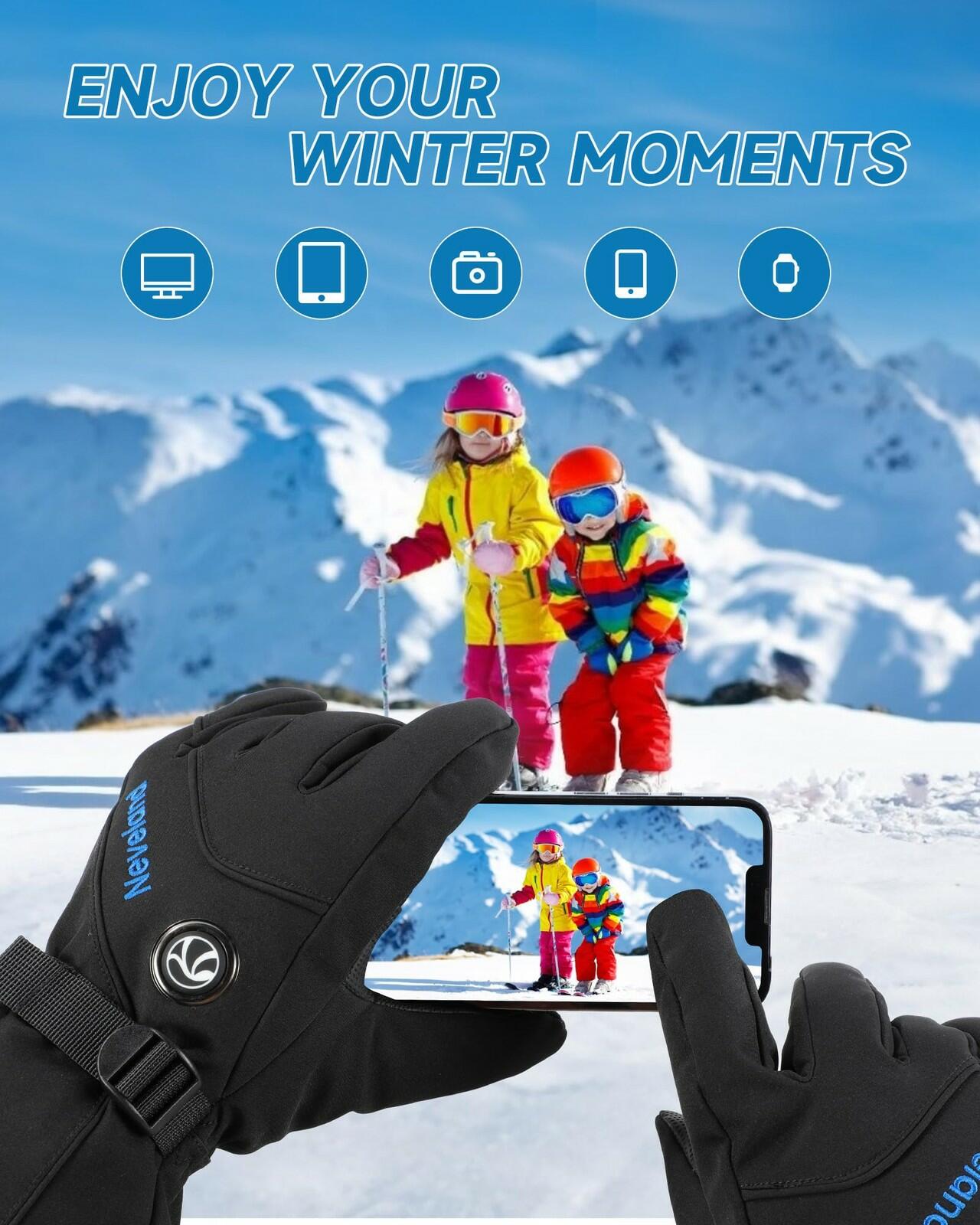 Neveland Heated Gloves for Women Men 4800mAh Rechargeable 8H Electric Heated Ski