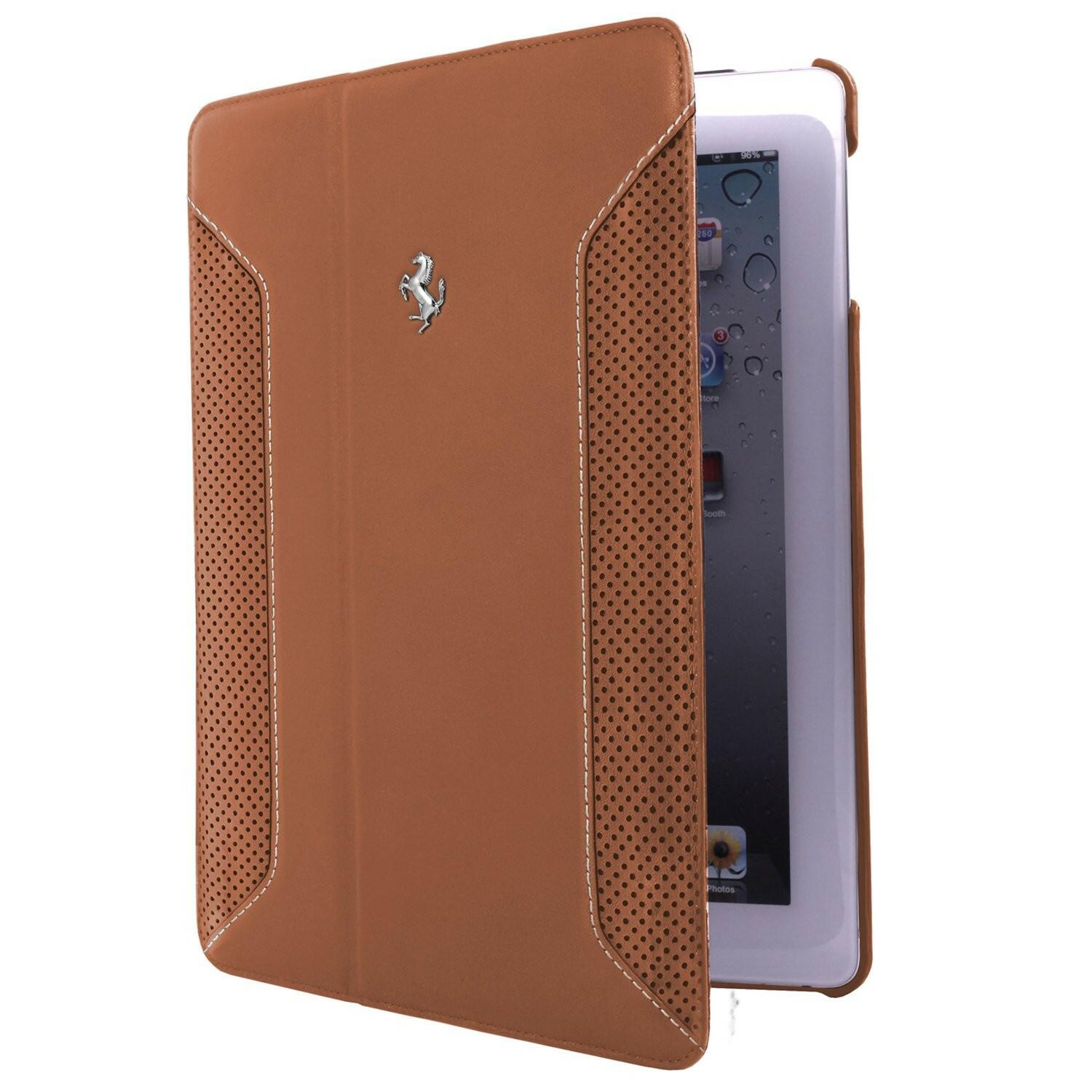 Ferrari Universal Leather Book Type Tablet Air Folio Case, Camel