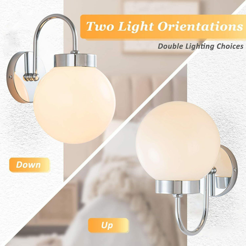 QANQIDENG Wall Sconces,Glass Globe Sconce,Plug in Wall Light,Modern Brushed