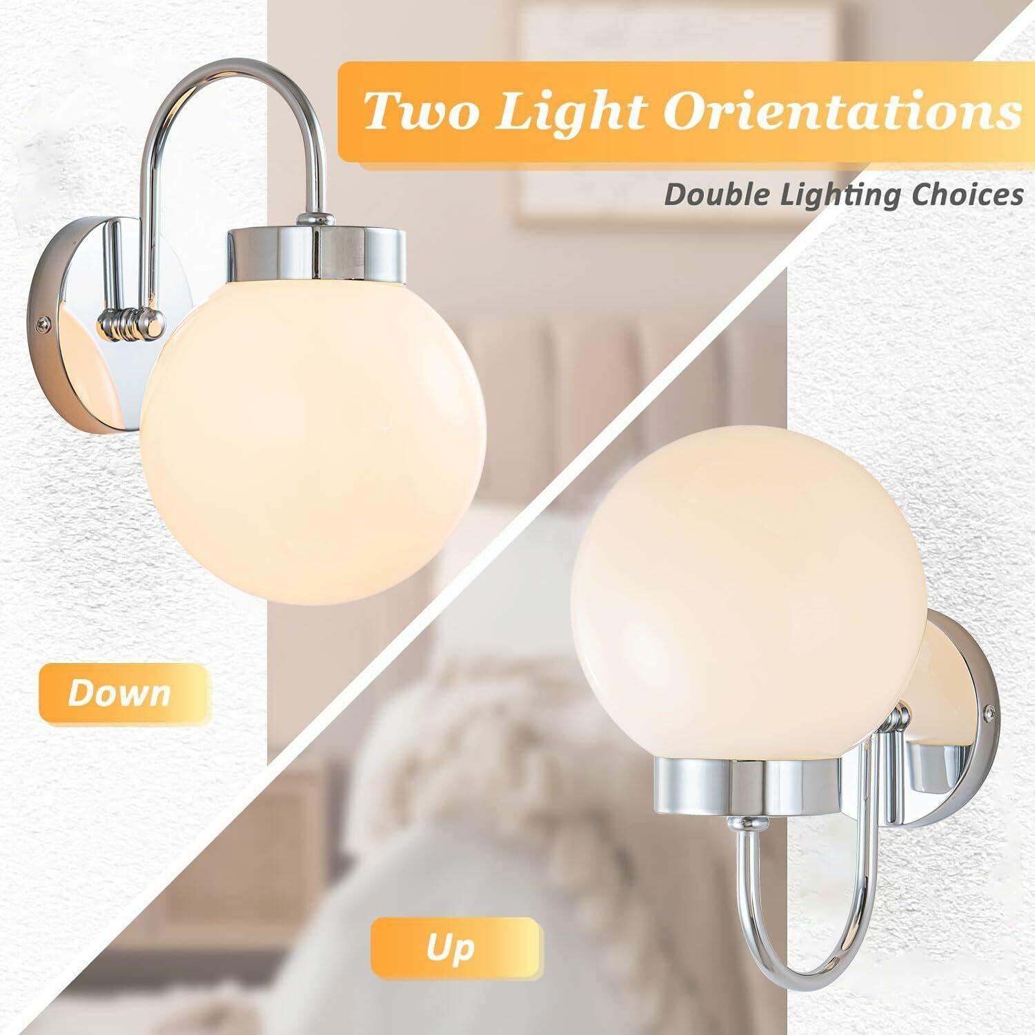 QANQIDENG Wall Sconces,Glass Globe Sconce,Plug in Wall Light,Modern Brushed