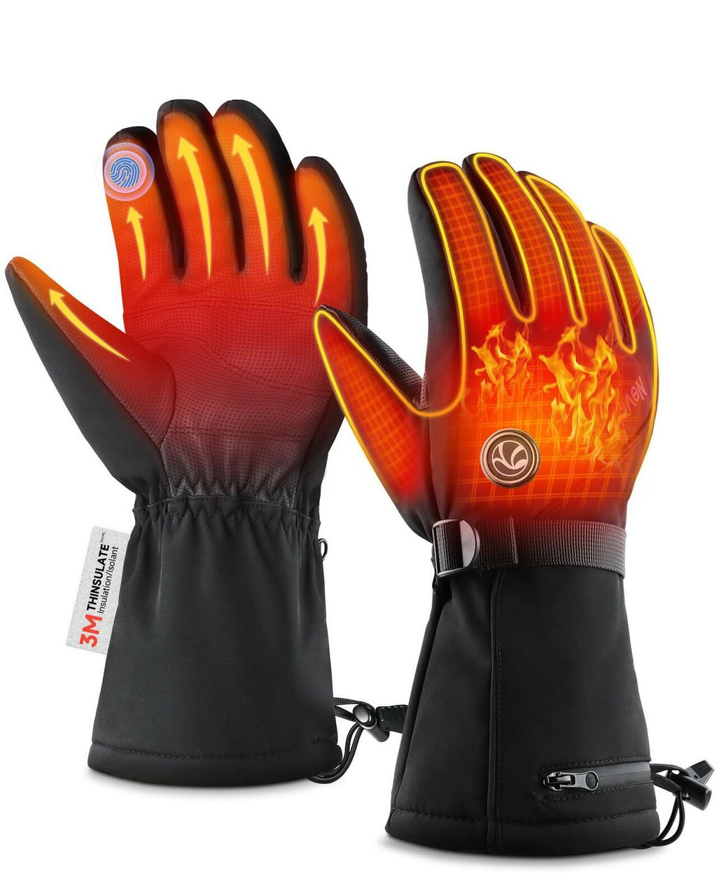 Neveland Heated Gloves for Women Men 4800mAh Rechargeable 8H Electric Heated Ski