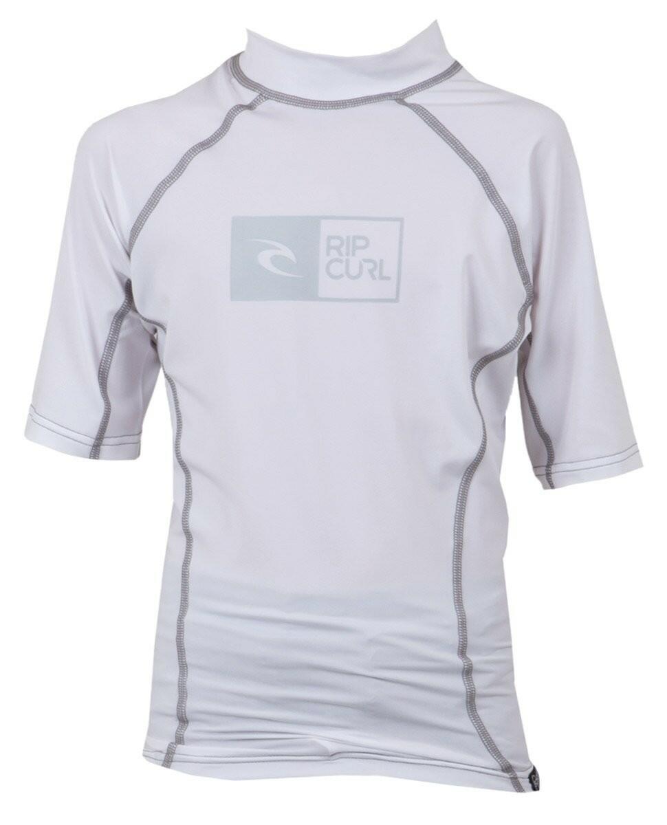 Rip Curl Youth Ripawatu Short Sleeve Rash Guard Shirt, 4, White