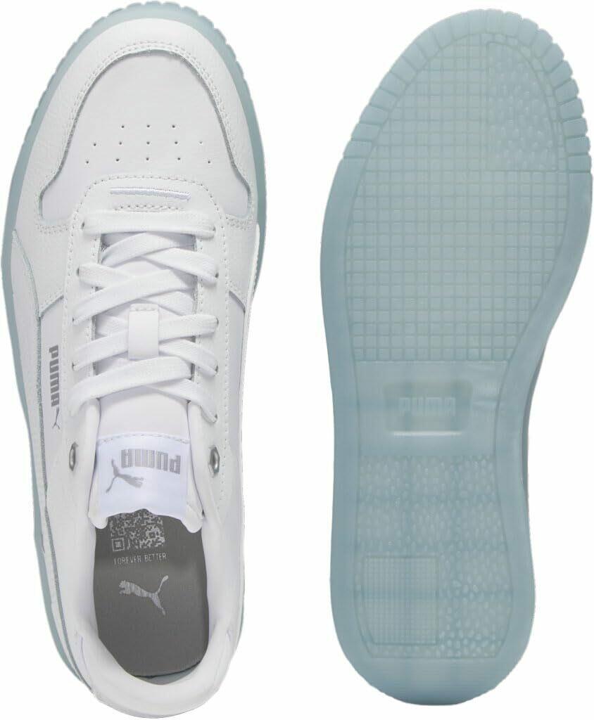 PUMA Women's Carina Street Shoes Sneaker, White-White-Silver, 8.5