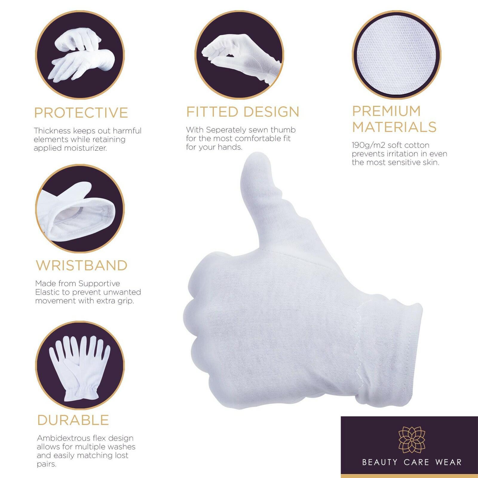 White Gloves Medium (10 pair) - Cotton Gloves for Eczema, Cotton Gloves for Dry