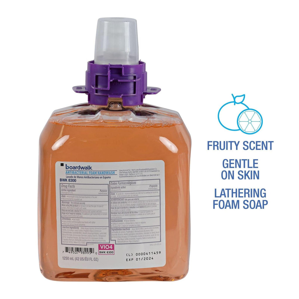 Boardwalk 1250mL Foam Hand Soap Refill Fruit Scent Antibacterial Commercial Use
