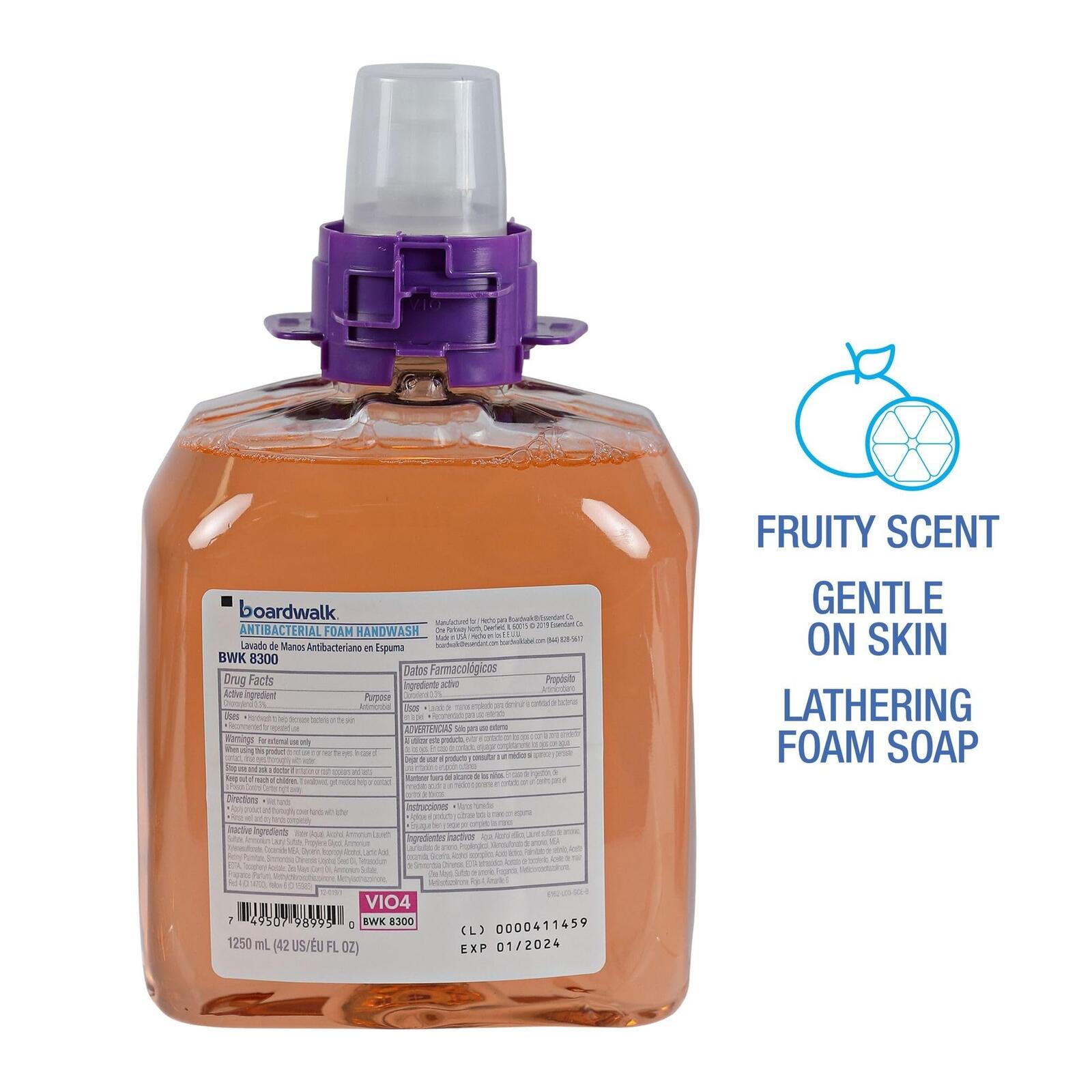 Boardwalk 1250mL Foam Hand Soap Refill Fruit Scent Antibacterial Commercial Use