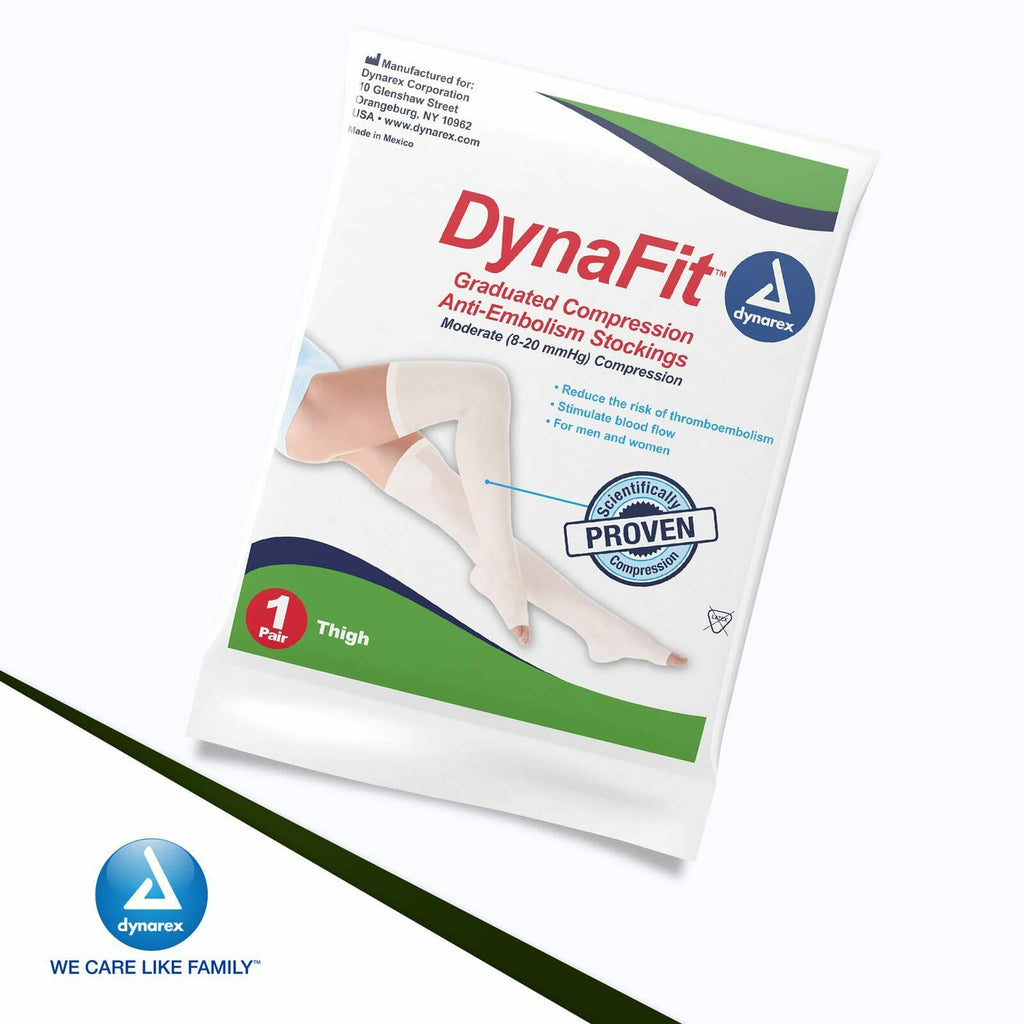 Dynarex DynaFit Compression Stockings Thigh High, 8-20 mmHg, Help Prevent Blood