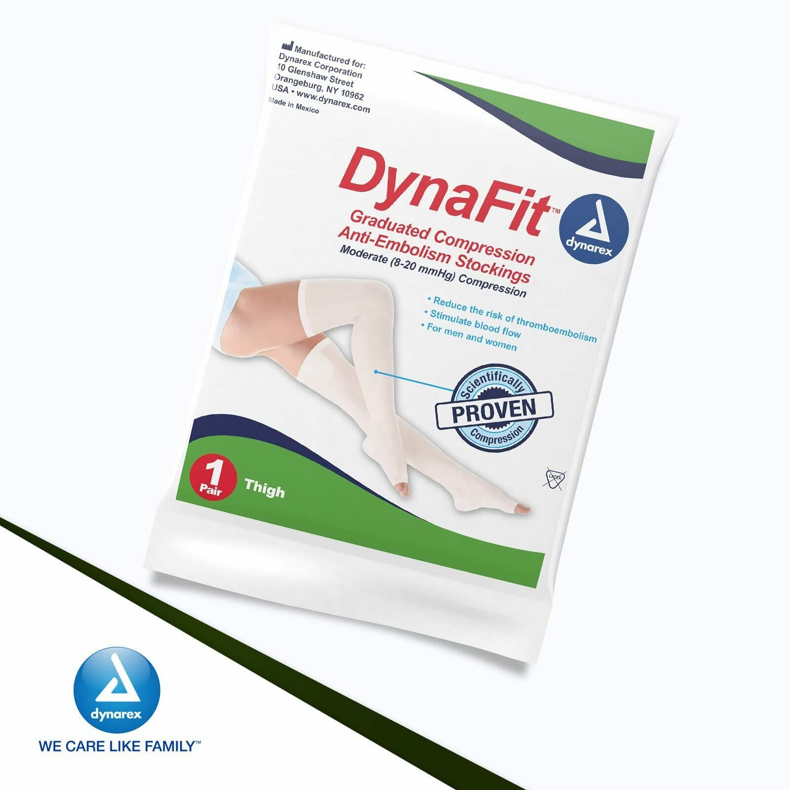 Dynarex DynaFit Compression Stockings Thigh High, 8-20 mmHg, Help Prevent Blood