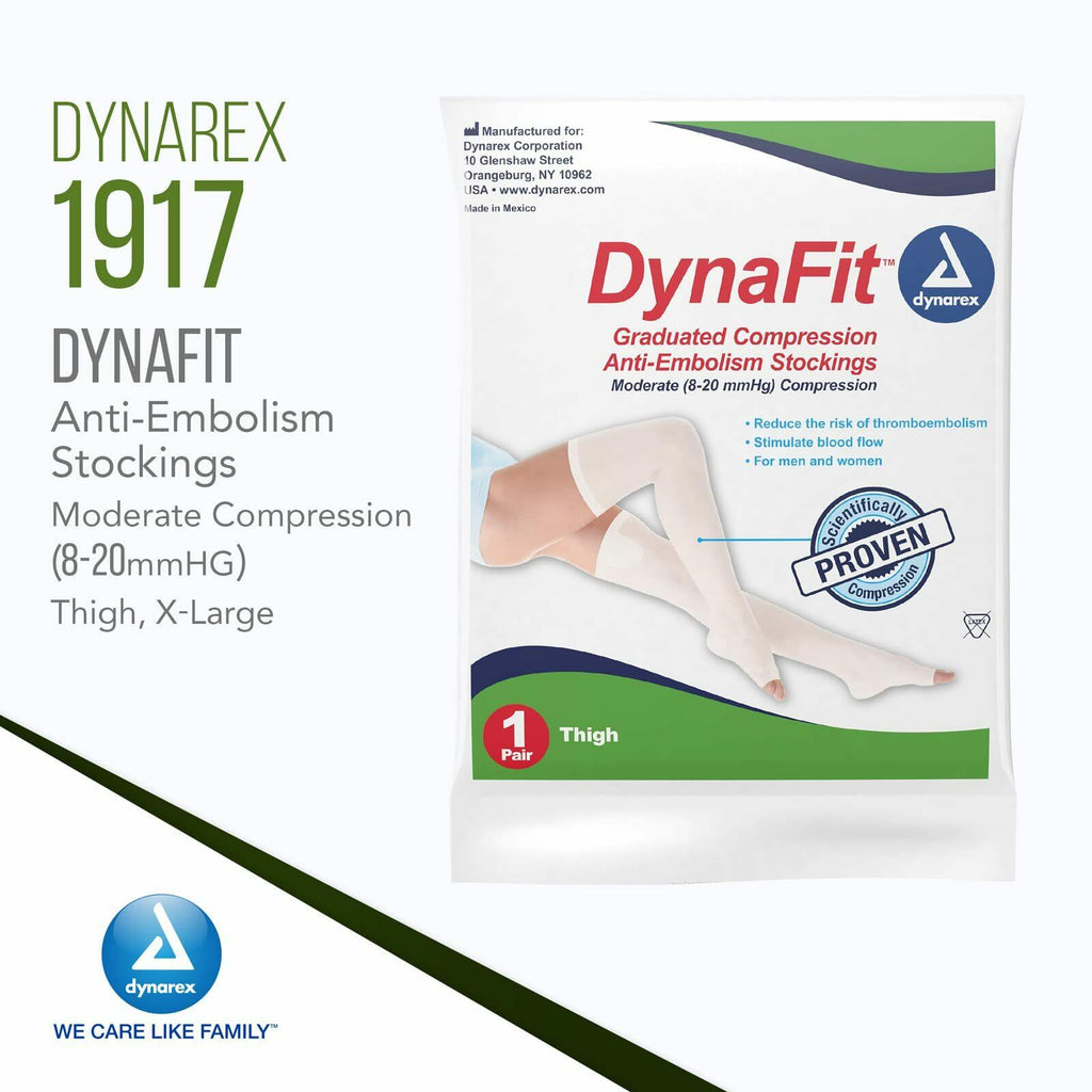 Dynarex DynaFit Compression Stockings Thigh High, 8-20 mmHg, Help Prevent Blood