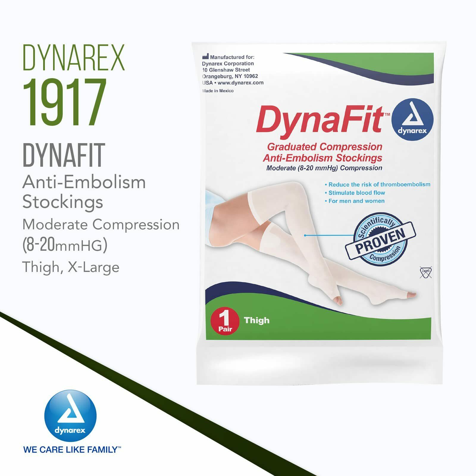 Dynarex DynaFit Compression Stockings Thigh High, 8-20 mmHg, Help Prevent Blood