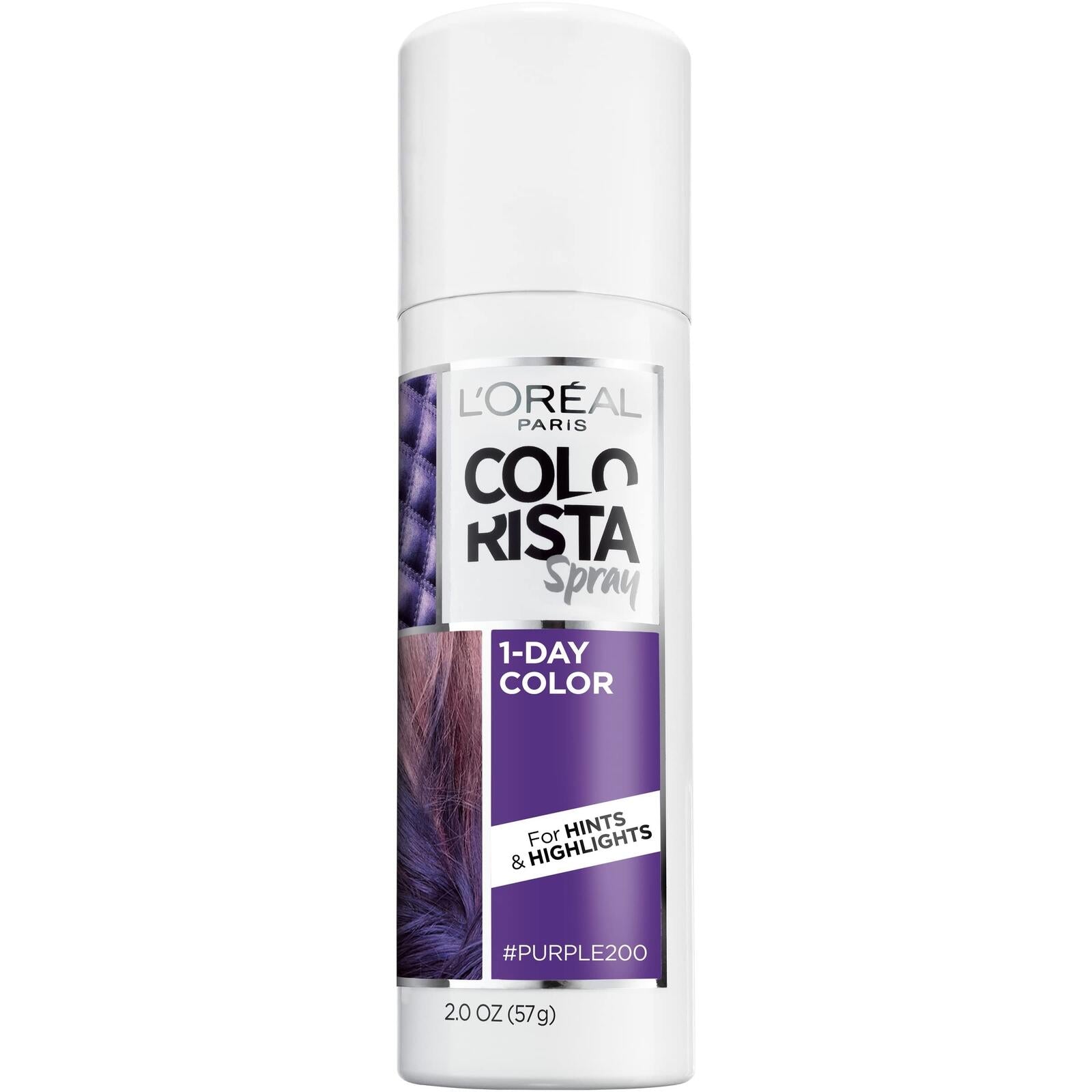 L'Oreal Paris Colorista 1-Day Washable Temporary Hair Color Spray, Purple, 2 oz