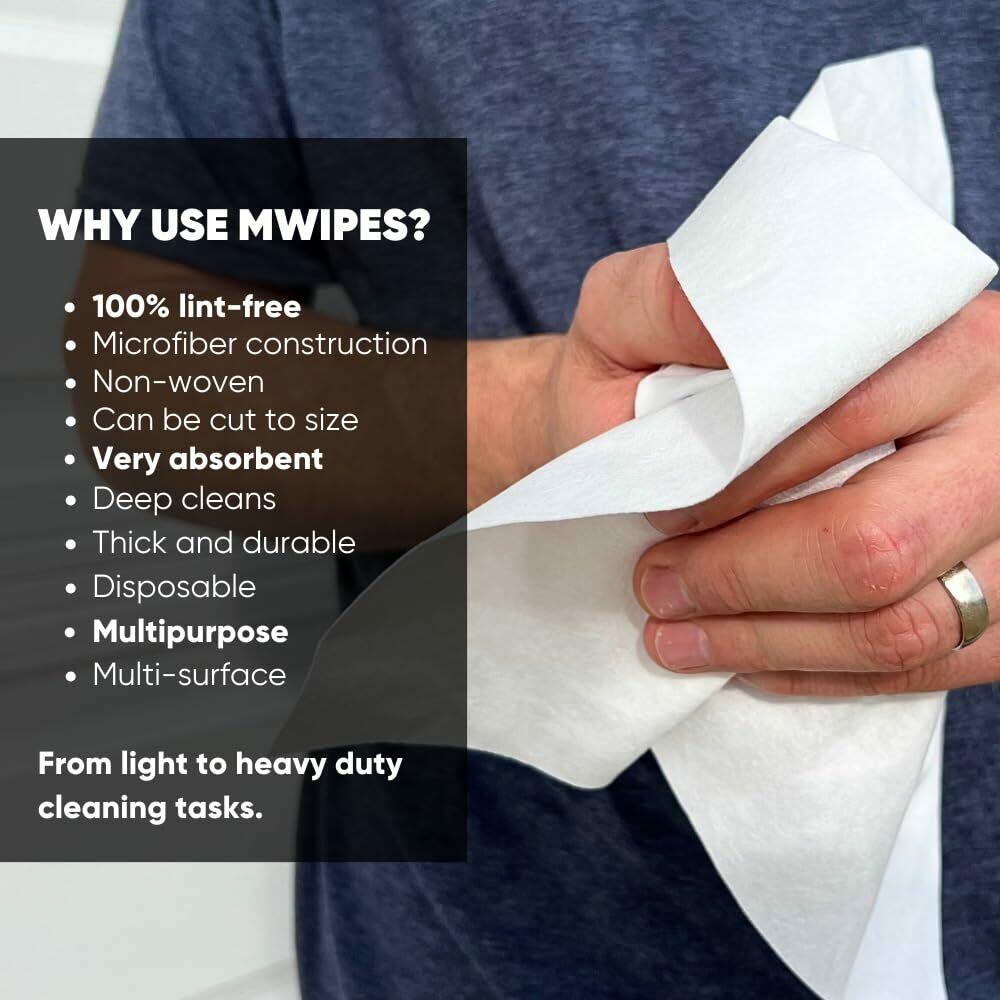 Mwipes Lint Free Cloth - 12" x 12" 500 Pack, Highly Absorbent Disposable
