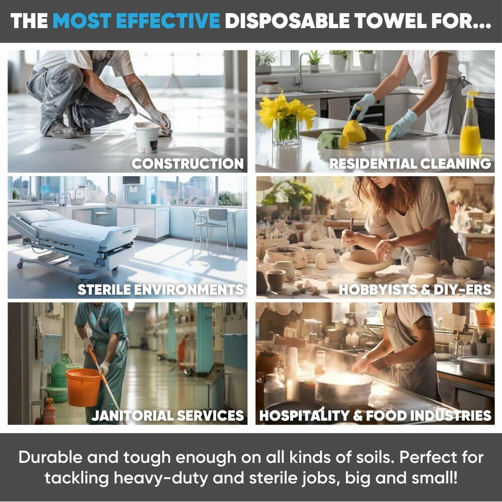 Mwipes Lint Free Cloth - 12" x 12" 500 Pack, Highly Absorbent Disposable