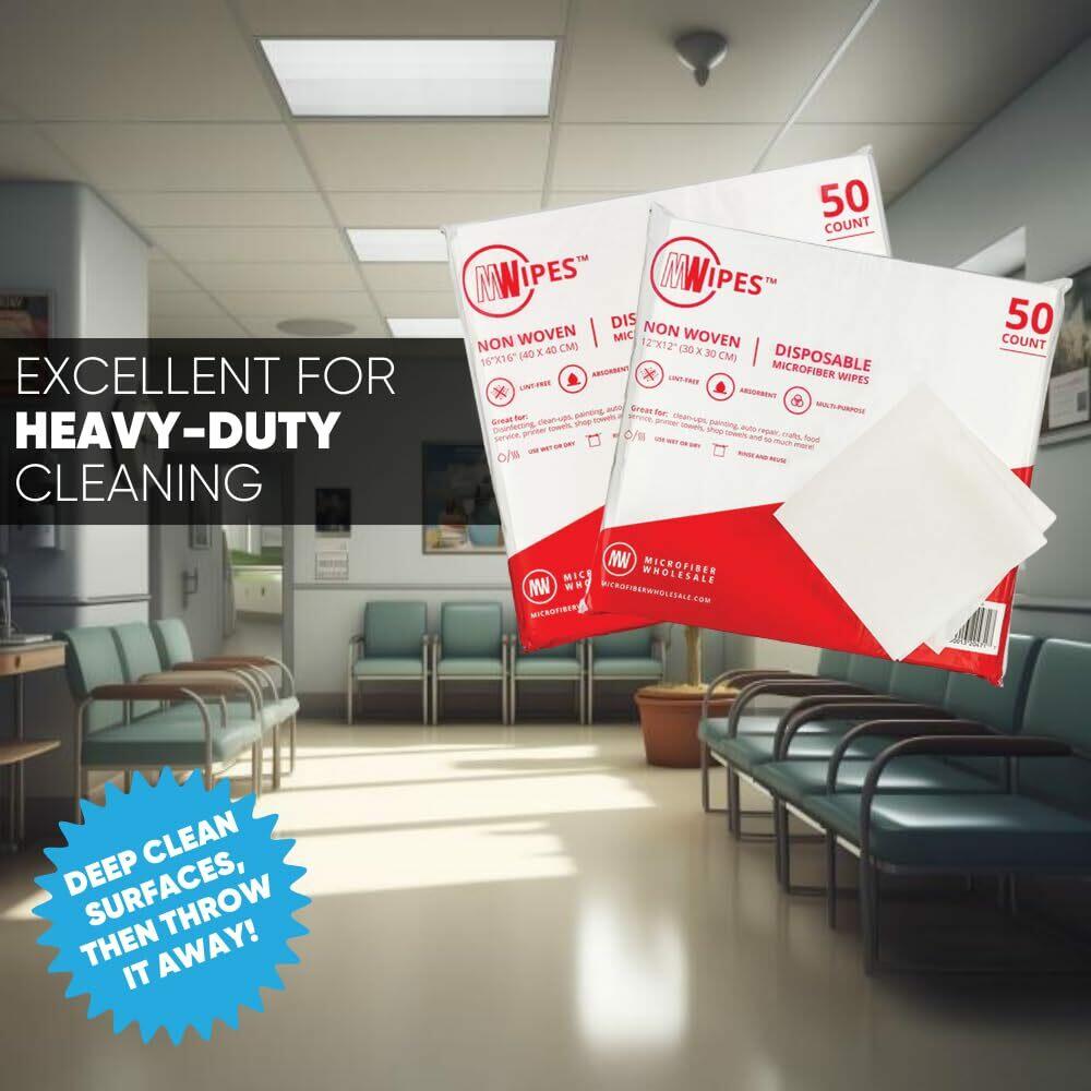Mwipes Lint Free Cloth - 12" x 12" 500 Pack, Highly Absorbent Disposable