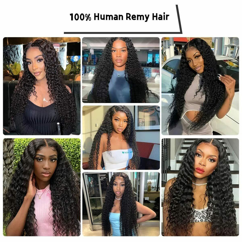 Tzihaano 4x4 HD Transparent Lace Frontal Wigs Human Hair Natural Black Color