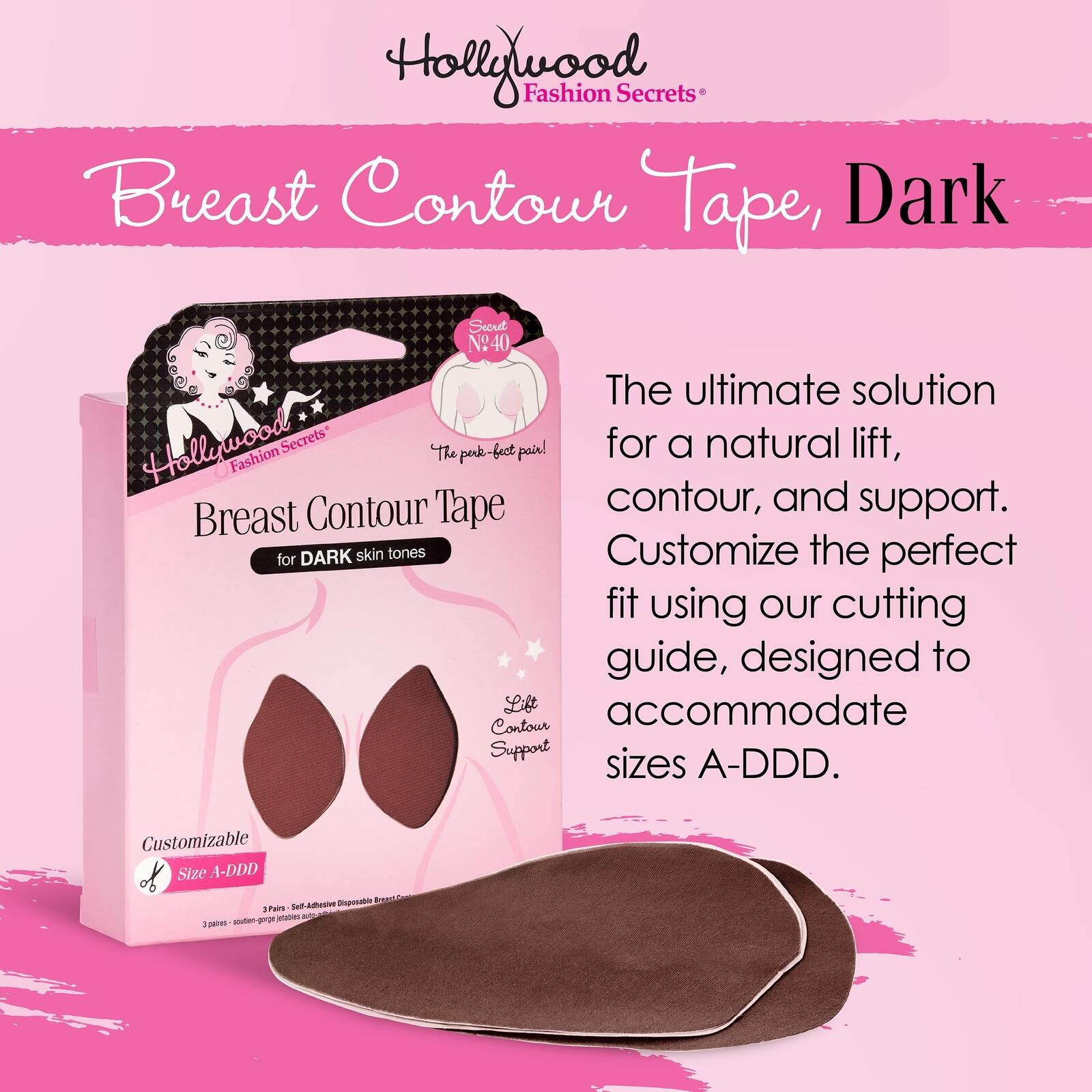 Hollywood Fashion Secrets Breast Contour Tape - Dark Shade, 3-pairs