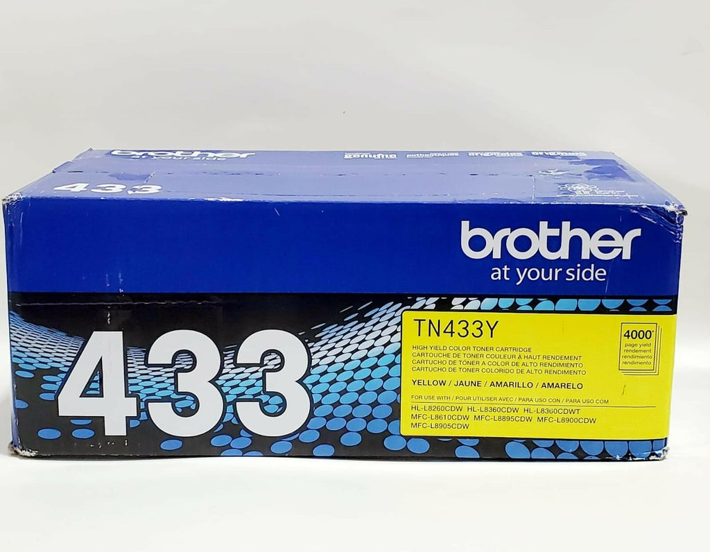 Brother TN433Y Genuine Yellow High Yield Toner Cartridge OEM 4,000 Pages