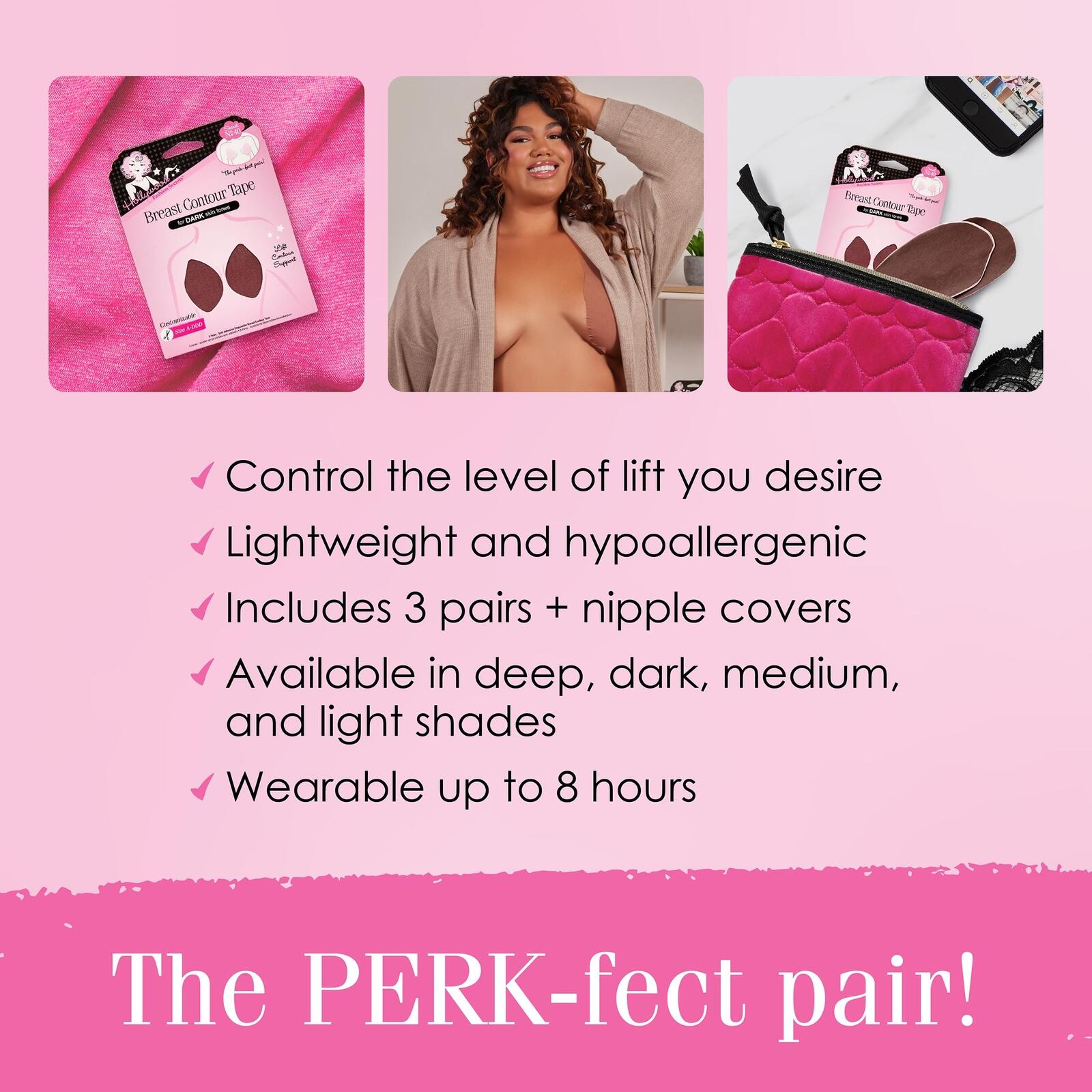 Hollywood Fashion Secrets Breast Contour Tape - Dark Shade, 3-pairs