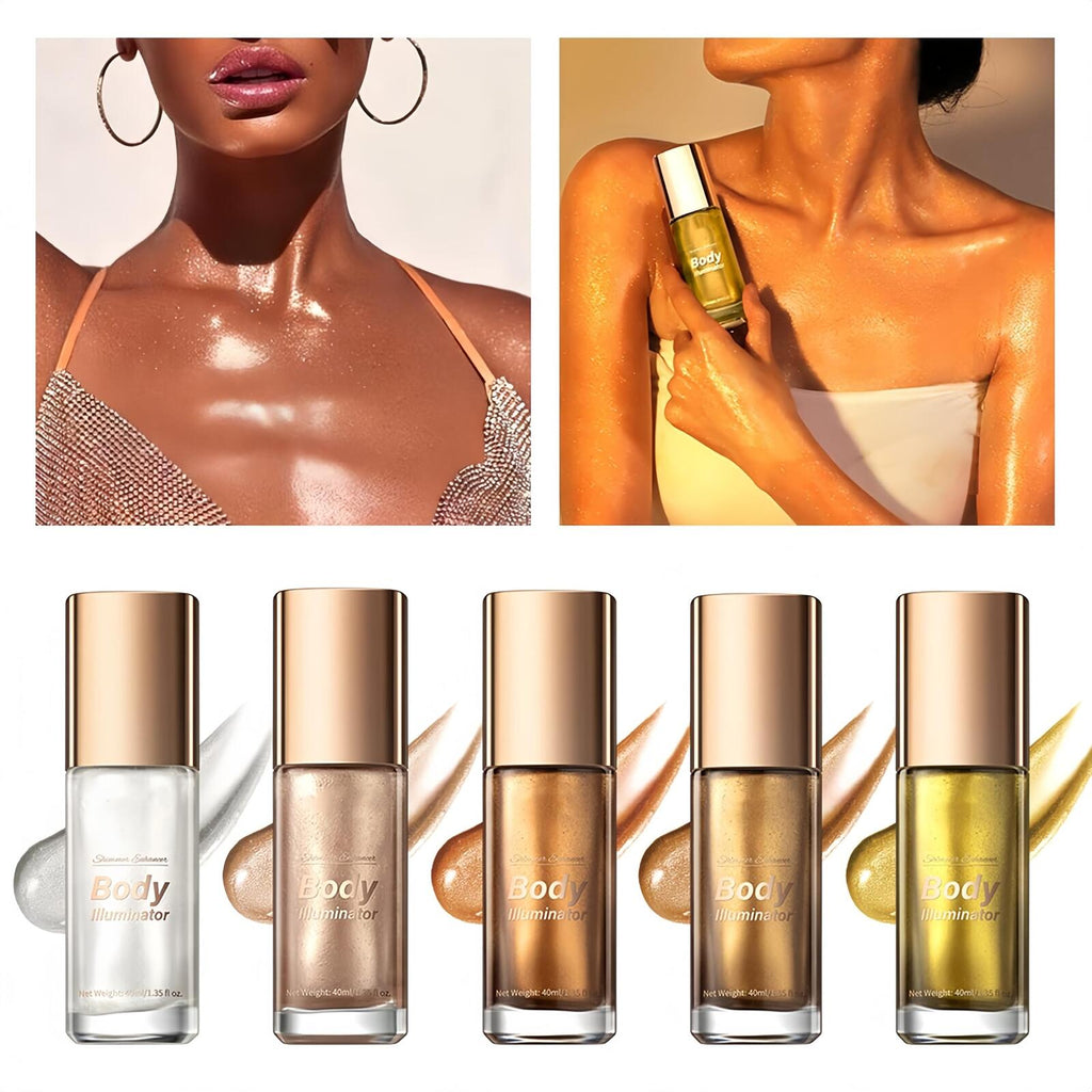 Melemando Moisturizing Body Luminizers 5 Colors Smooth and Shimmer Body Oil Long
