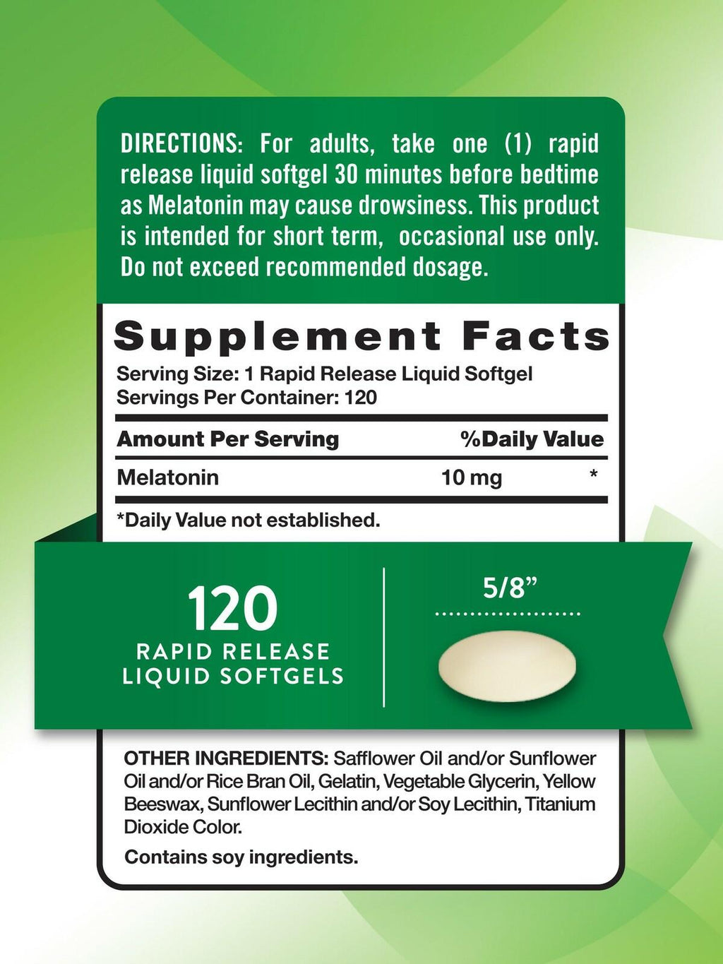 Nature's Truth Melatonin 10mg | Rapid Release Liquid Softgels | 120 Count |