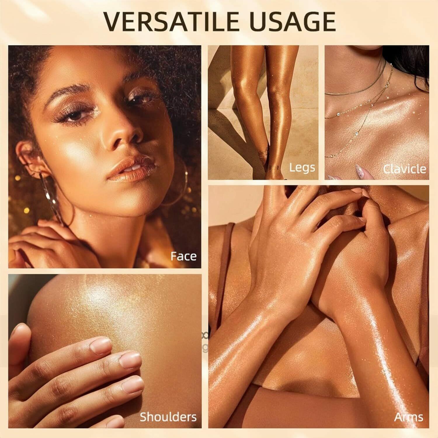 Melemando Moisturizing Body Luminizers 5 Colors Smooth and Shimmer Body Oil Long