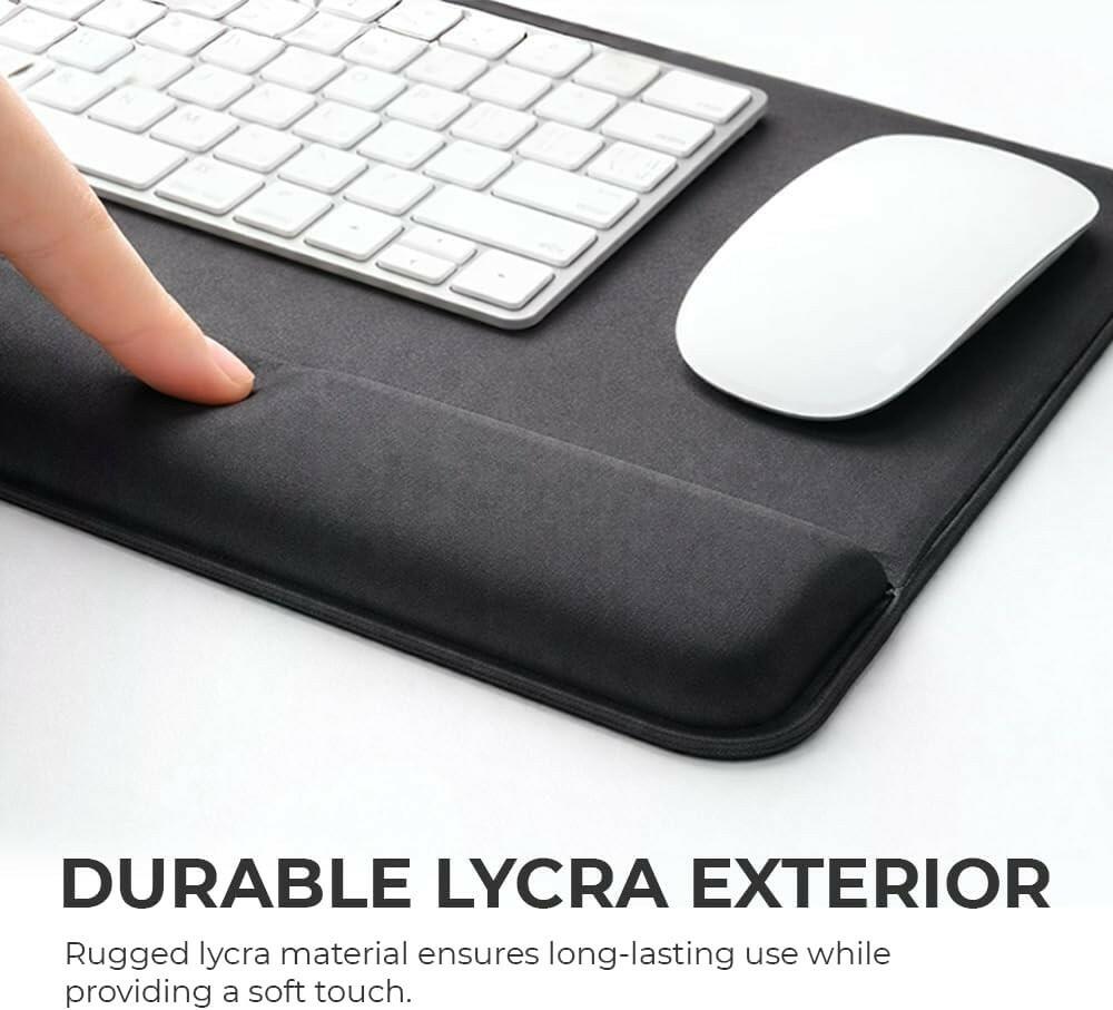 Essentials 22" Foam Keyboard Wrist Rest, Non-Slip Base, Lycra Exterior, Foam Pad