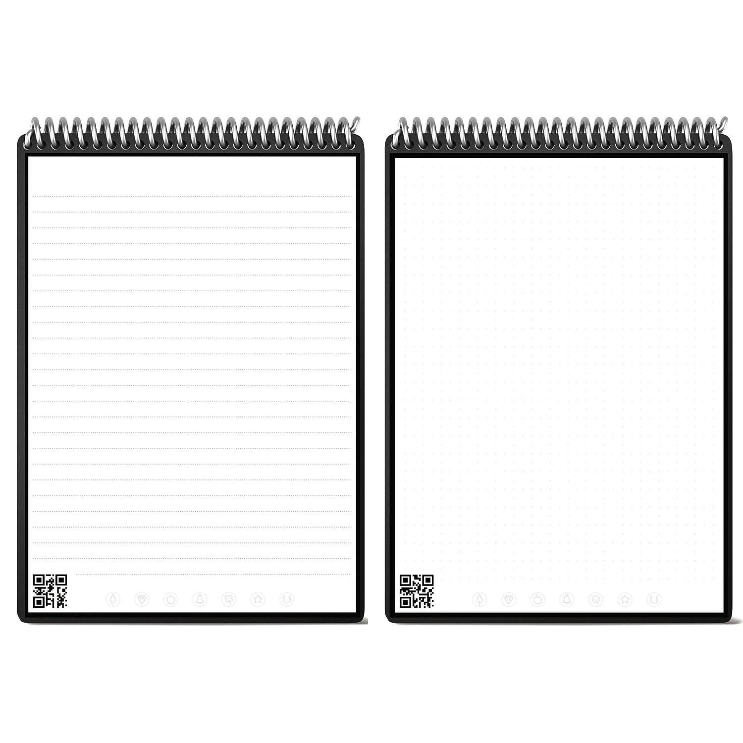 Rocketbook Flip Smart Notepad, Black Cover, Lined/Dot Grid Rule, 8.5 x 11,