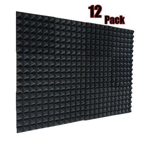 12 Pack Acoustic Foam Panels Soundproofing Studio Foam Wedge Tiles Fireproof 2"