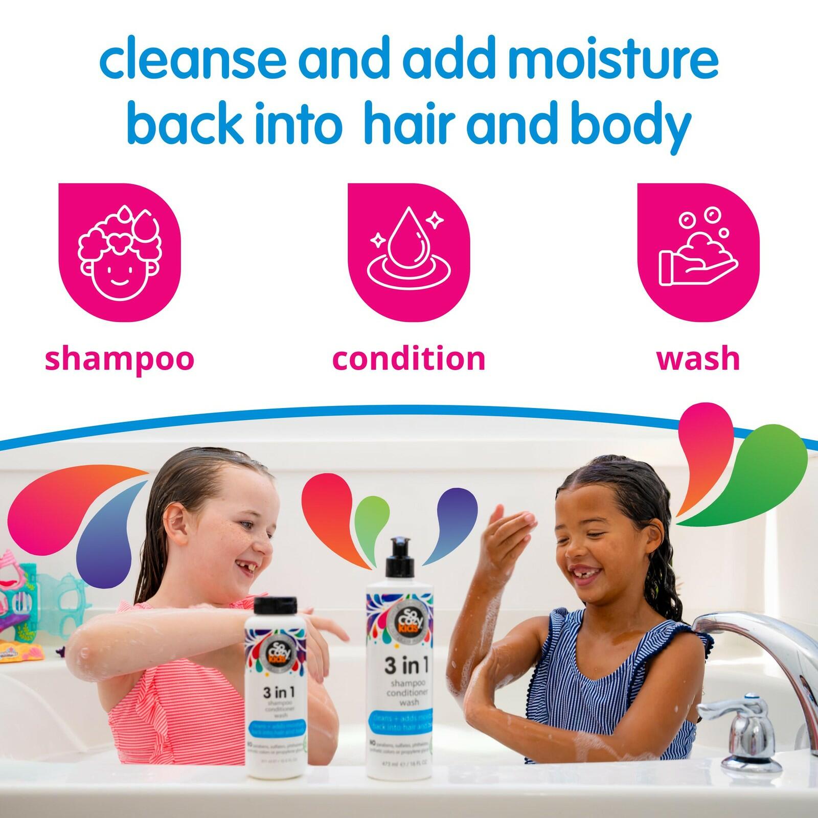 SoCozy 3 in 1 Kids Shampoo + Conditioner + Body Wash (16 Fl Oz) Gentle,
