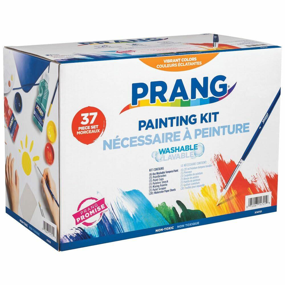 Prang Washable Tempera Paint Kit for Kids, 37 Pc. Set Includes 6 Paints, 5