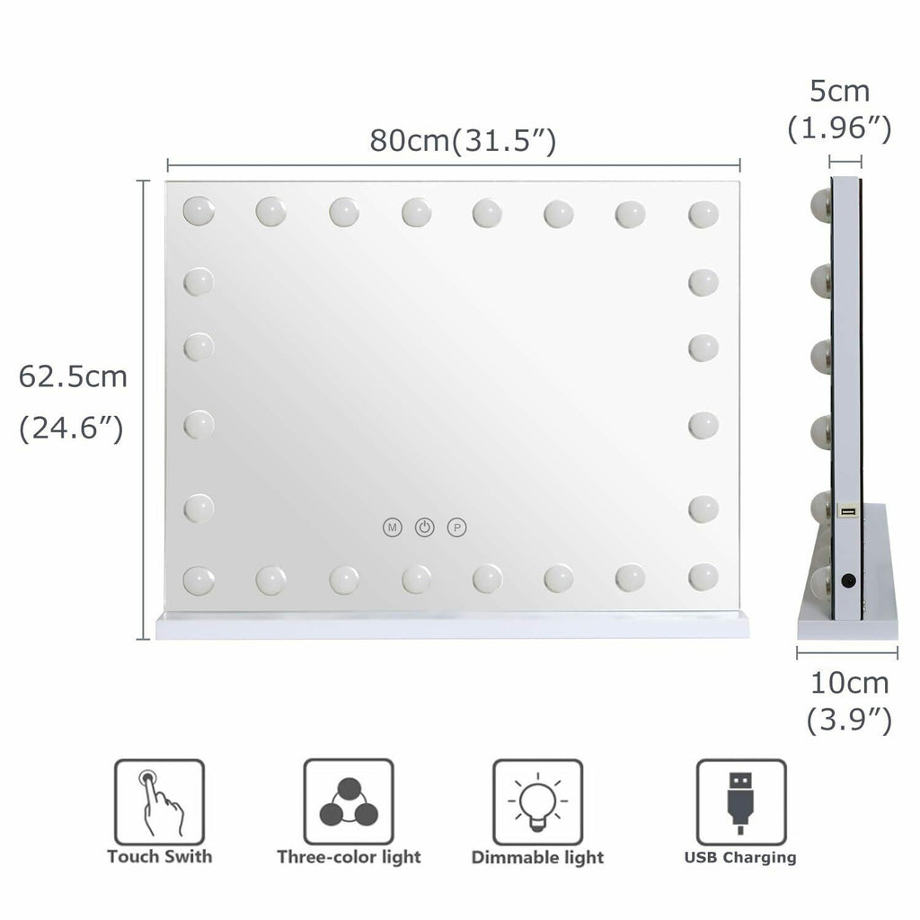 LilyHome 31.5"x 23.6" Vanity Mirror Makeup Mirror with Lights10X Large Hollyw...