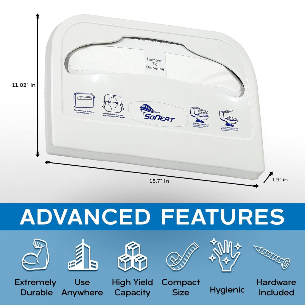 SoNeat Toilet Seat Cover Dispenser - Half Fold Wall Mounted Plastic Dispenser
