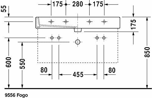 Duravit Vero 120cm White Bathroom Washbasin Sink 2 Tap Holes
