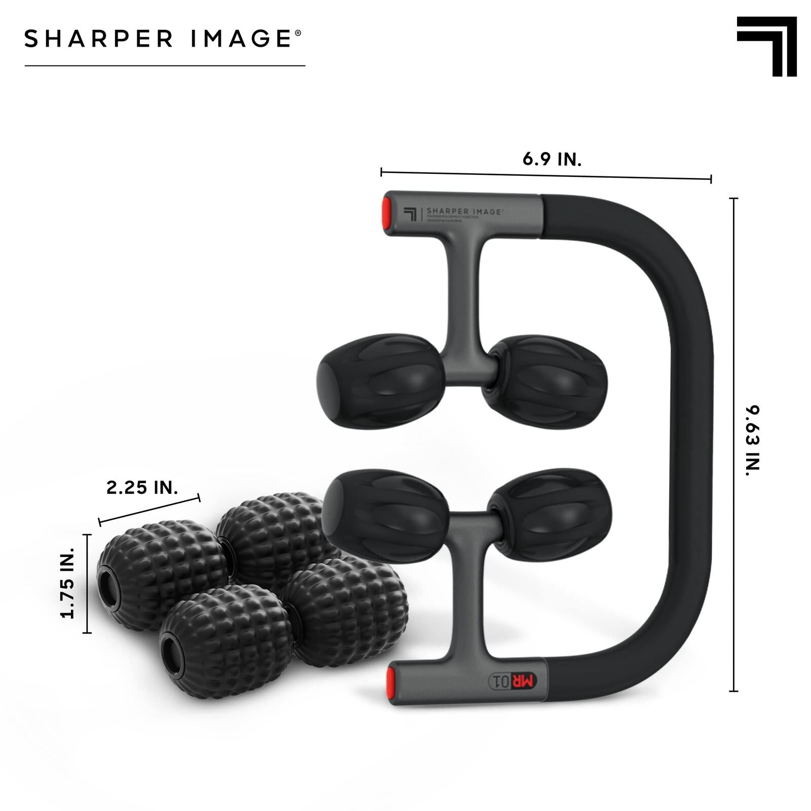 Sharper Image Flex Roller, Modular Massager with 8 Attachments, Compact Design,