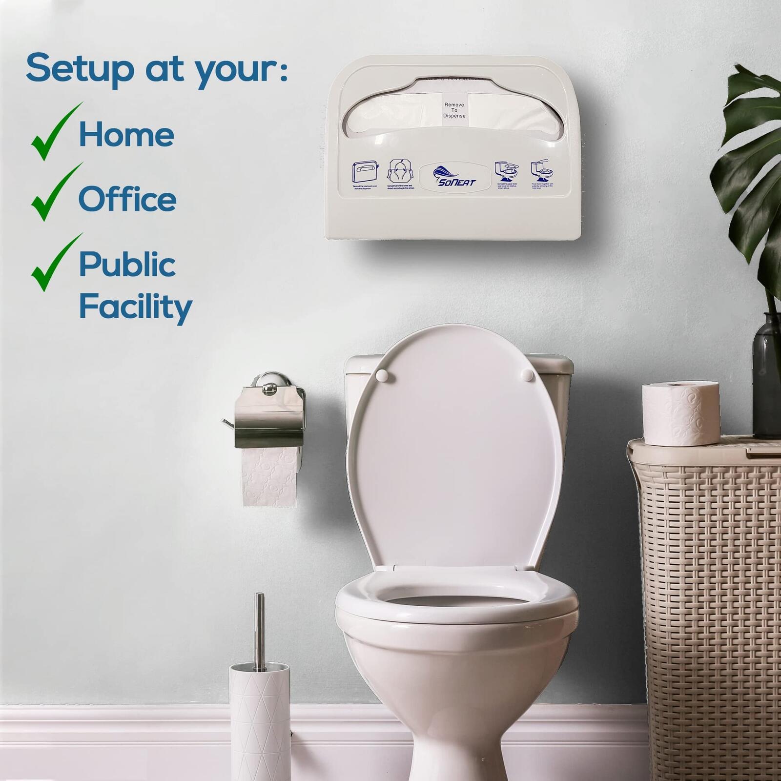 SoNeat Toilet Seat Cover Dispenser - Half Fold Wall Mounted Plastic Dispenser