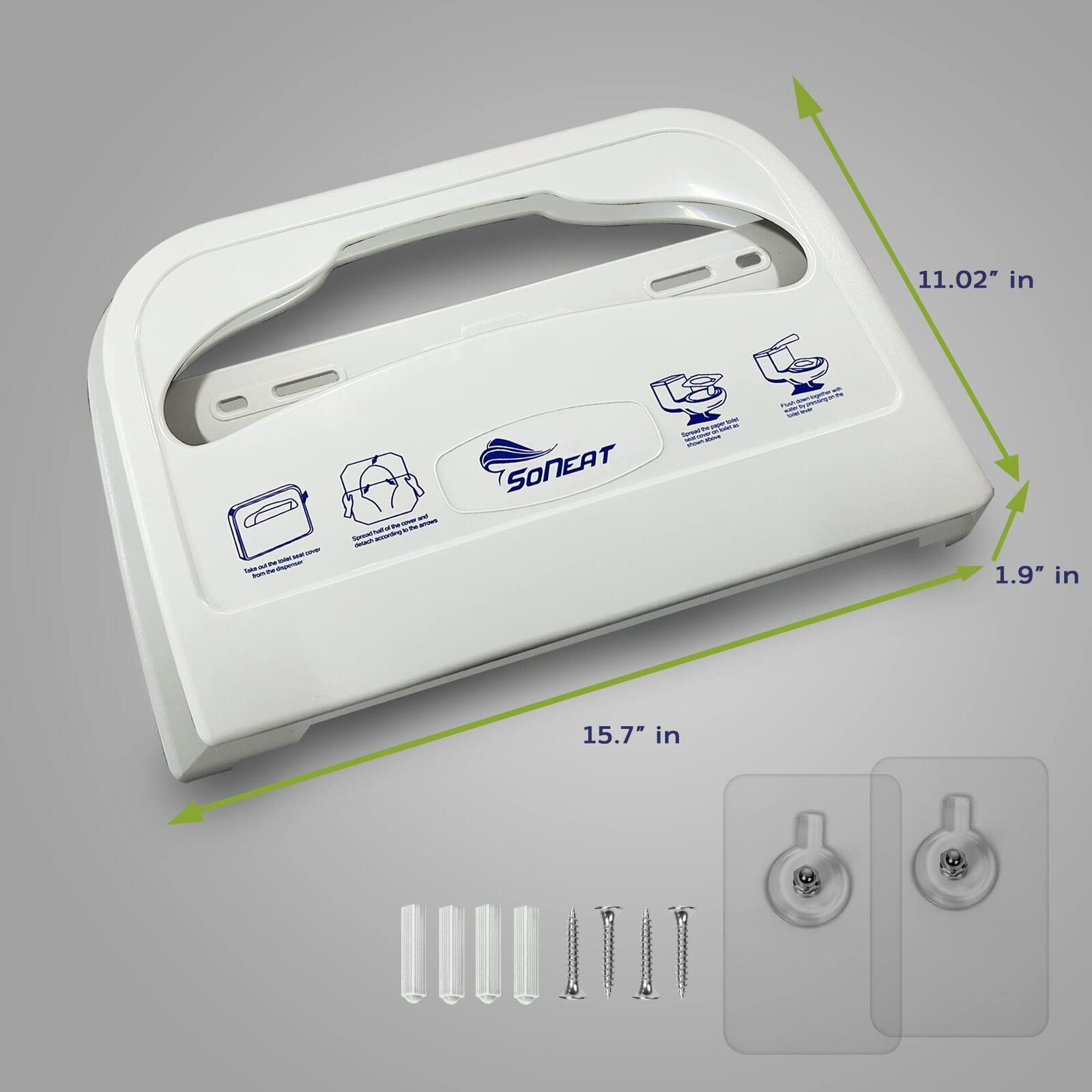 SoNeat Toilet Seat Cover Dispenser - Half Fold Wall Mounted Plastic Dispenser