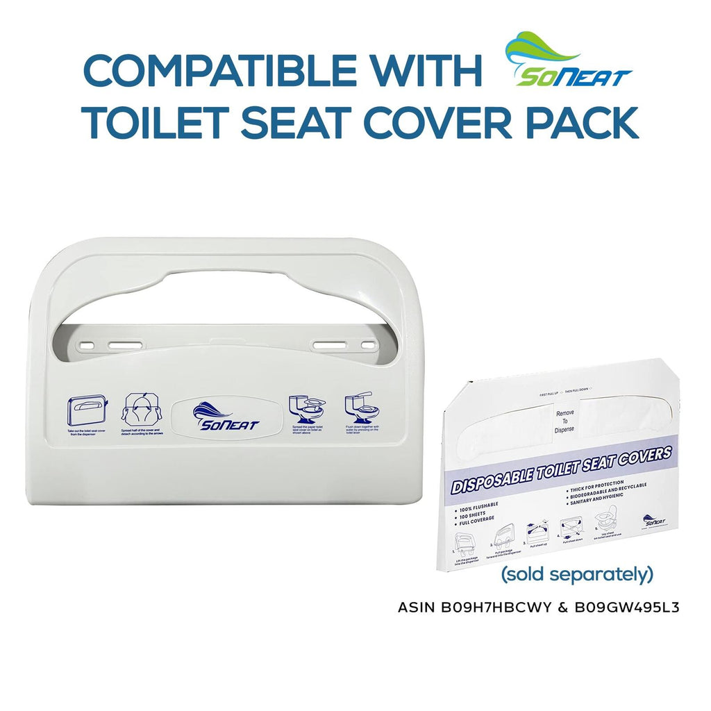 SoNeat Toilet Seat Cover Dispenser - Half Fold Wall Mounted Plastic Dispenser