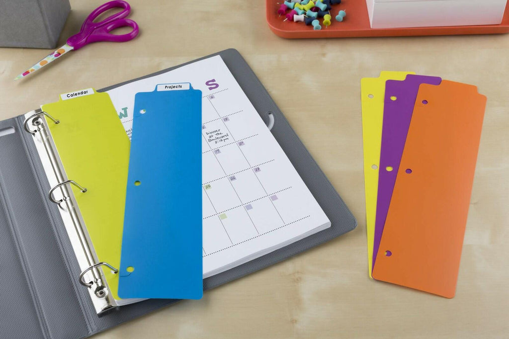 Avery Snap-In Plastic Bookmark Dividers for 3 Ring Binder, White Labels, 1