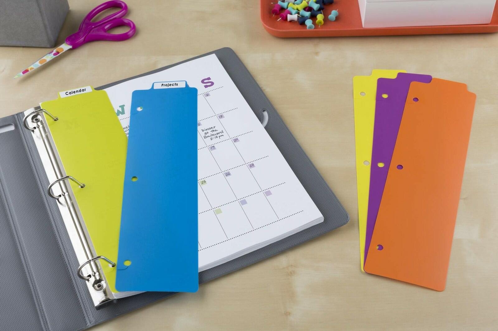 Avery Snap-In Plastic Bookmark Dividers for 3 Ring Binder, White Labels, 1